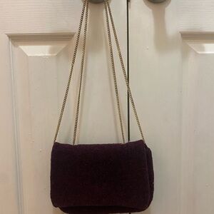 Sarah Oliver burgandy wool handbag